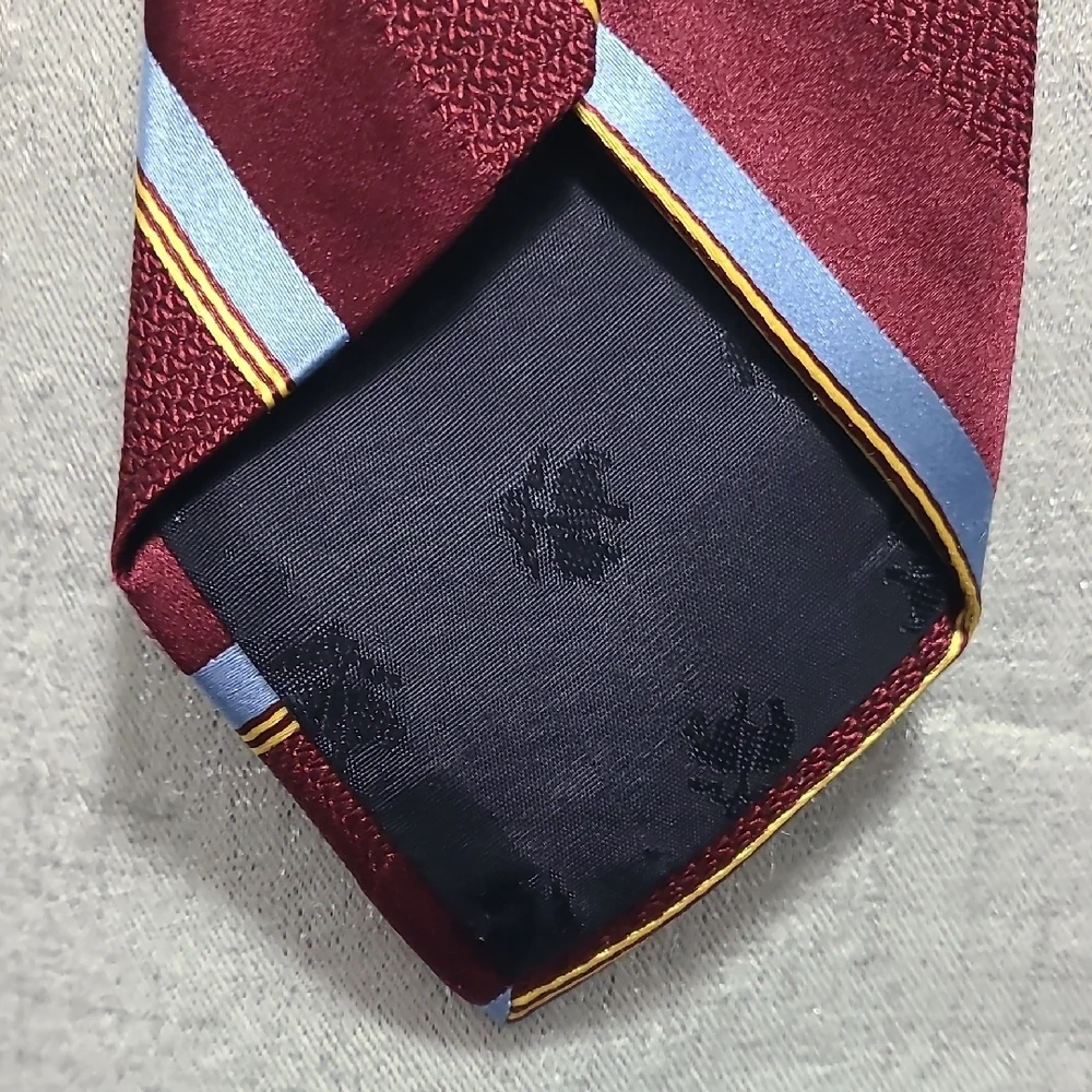 Brooks‎ Brothers Burgundy Tie with Blue and Gold Stripes